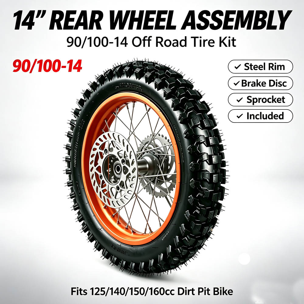Road Bike Tire - Zestaw tylnego koła 14 cali 90/100-14,