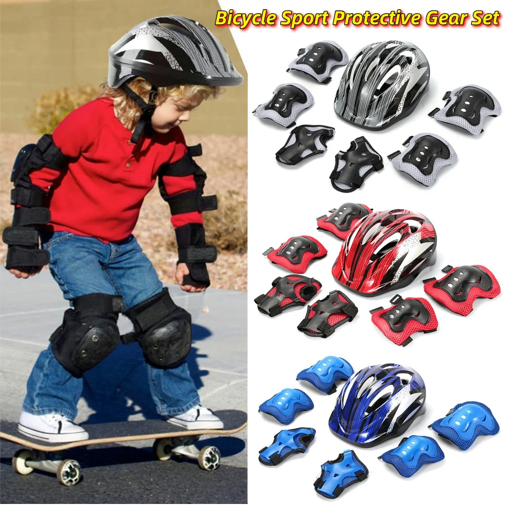 Cycling Gear Helmet - 7-częściowy zestaw ochraniaczy rowerowych, regulowany zestaw